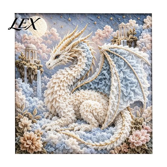 Handcrafted Gift for Collectors Dragon Fabric Poke Art Kit, Mythic DIY 3D Craft Creative Handicraft Adults Project, No-Sew Crafting Kit Adults,