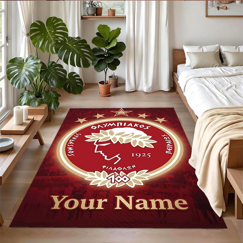 Crystal Velvet Rug Custom Name Text, Soft Non Slip Floor Mat Home DecorOlympiacos