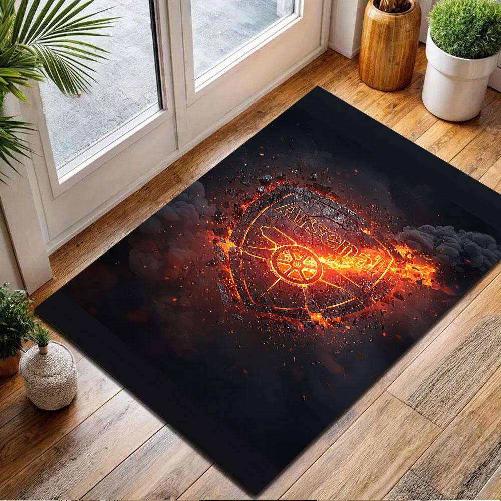 Fiery Arsenal Emblem Design Patterned carpet, non slip mat suitable for living room and bedroom sofas