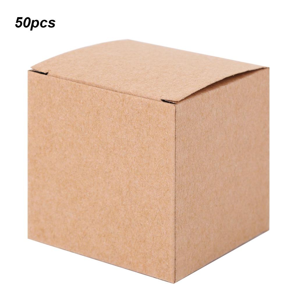 50PCS Paper Boxes With Lids Candy Box Wrapping Supplies Kraft Paper Box Wedding