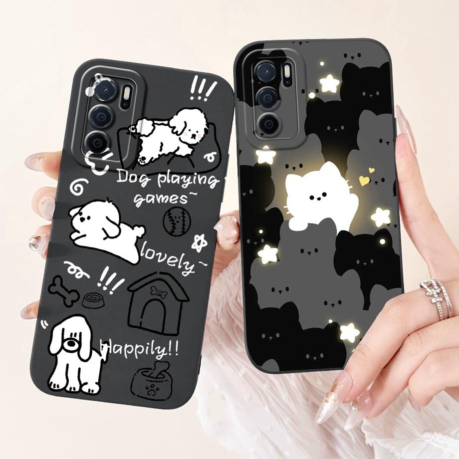 For Oppo A16 A16s A16k A16e Phone Case Soft Matte Silicone Capa Oppo A54s CPH2273 Funda Goothic Style Cartoon Panda Back Cover