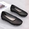 Women's Breathable Black Mesh Slip-On Shoes: Soft Sole, Comfortable, Hollowed-Out Design for Work or Casual Wear