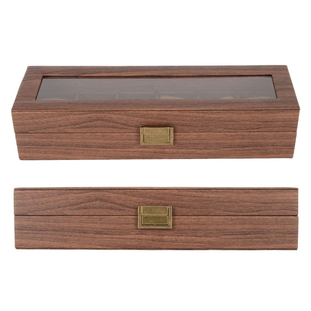 Watch Box Soft Detachable 6 Slots Large Capacity Watch Organizer Case with Glass Top for Storage Display 6 Slots