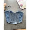 Pure Desire Sexy Denim Camisole Female Sexy with Breast Pad Slim-Fit All-Matching Short Beauty Back Chic Tied Top