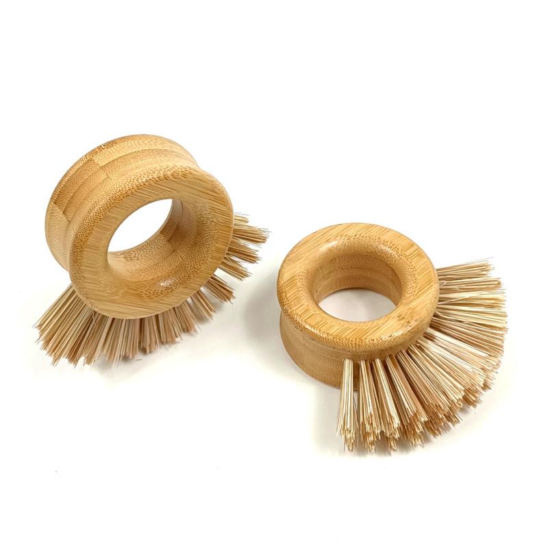 XLR Plastic Bristle With Bamboo Handle Dish Brush Scrub Brush for Baking and Cleaning Circle PP Brush