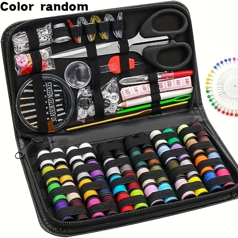 Набор инструментов швеи, для дома и путешествий, Набор для шитья - Портативный, Принадлежности для вязания, Черная сумка для хранения, Разноцветные нитки, Игла для швейной машины