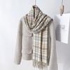 Ретро шарф в клетку высокого класса осень и зима имитация кашемира простой теплый платок студенческий стиль утолщенный шарф