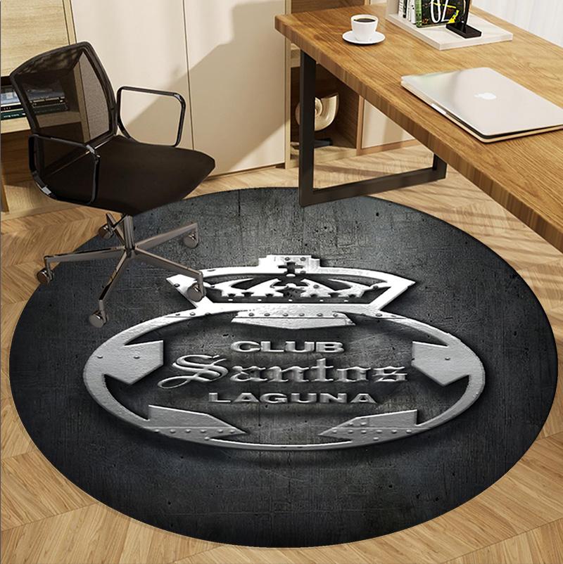 Club Santos Laguna Pattern Round Rug, Indoor/Outdoor Mat, for Picnic, Gameroom, Bedroom, Office, Living Room, Home Decor Carpet, Birthday Gift