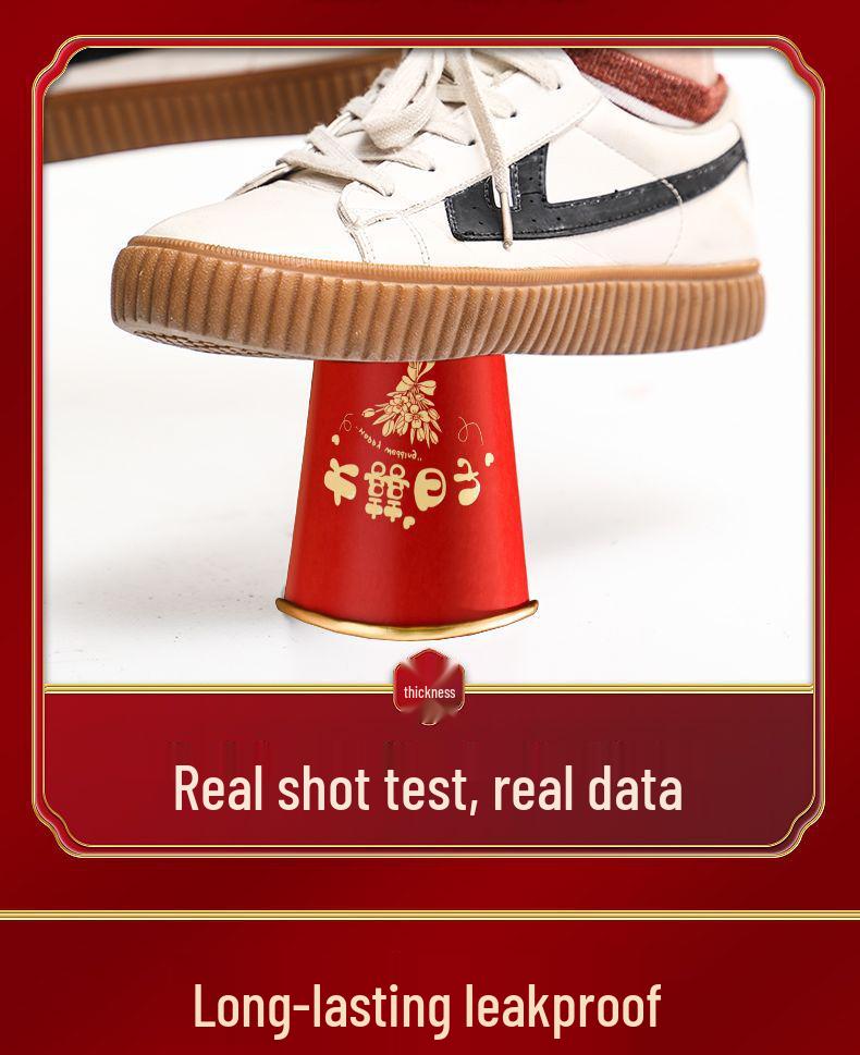 Роскошные Золотые Утолщенные Одноразовые Свадебные Чашки - Элегантные Красные Чайные Чашки для Банкетов и Домашнего Использования