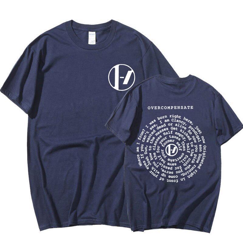 Футболка с принтом текста песни Twenty One Pilots Overcompensate The Clancy World Tour 2025 Футболки Мужская Женская Мода Рок Хип-Хоп Футболки