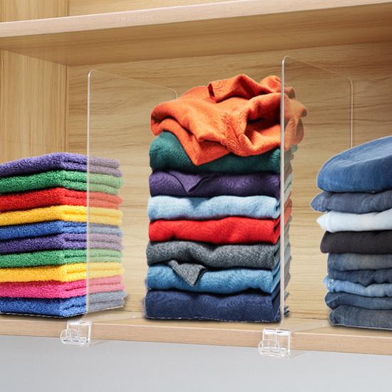 2/4/6Pcs Clear Acrylic Shelf Dividers Organizer Shoes Clothes Purses Blankets Closet Separators for Bedroom