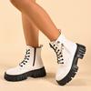Women’s Causal Ankle Booties With Side Zipper Round Toe Non-Slip Lace-up Combat Boots Platform Lug Sole Chunky Low Heel Booties Shoes for Women