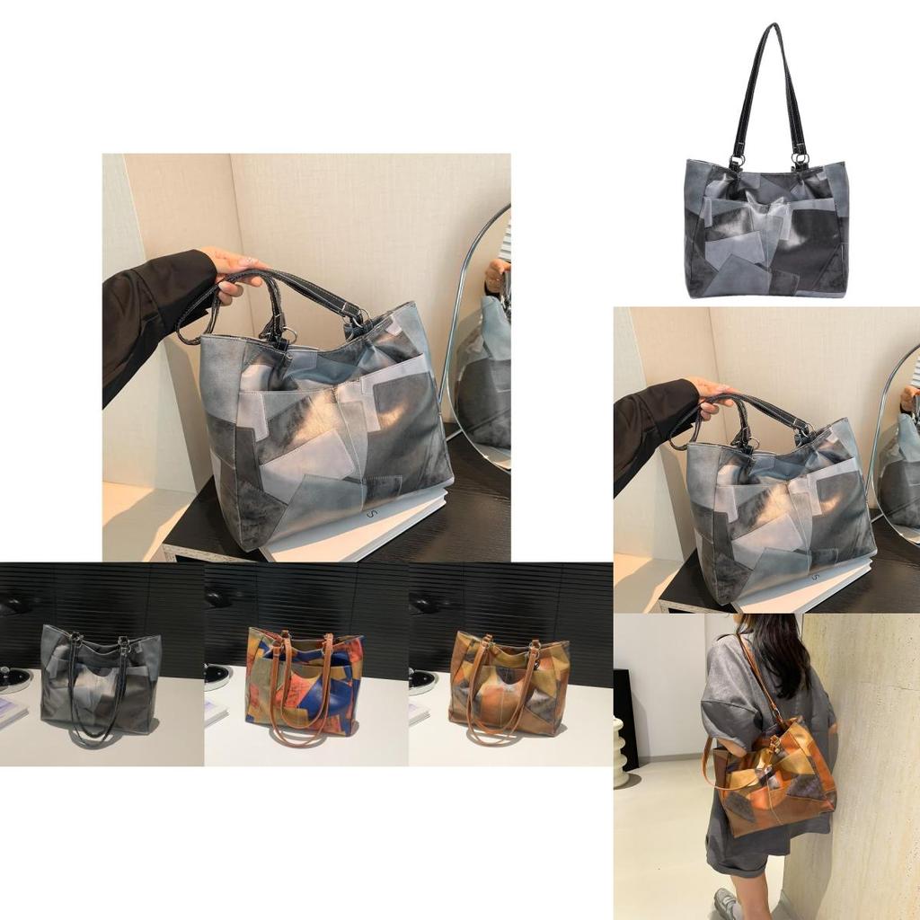 Fashionable Pu Tote Bag For Women In Cool Gray Blue And Brown Colors