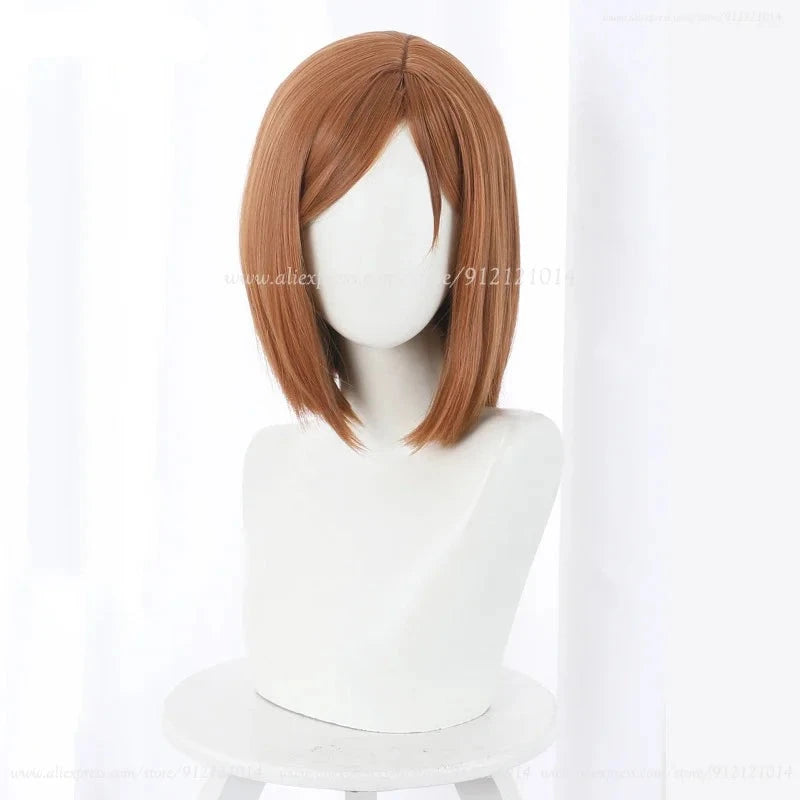 Wigs, Facial Hair Anime Kugisaki Nobara Cosplay Wig Brown Orange Short Heat Resistant Synthetic Hair