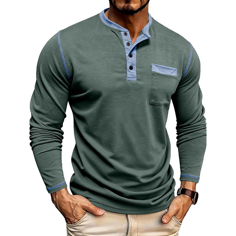 Мужская футболка с длинным рукавом и лоскутным узором