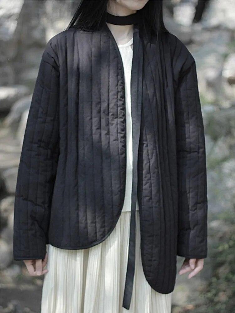 Johnature Женские хлопковые парки в китайском стиле, зимние пальто с длинными рукавами, однотонные женские винтажные парки