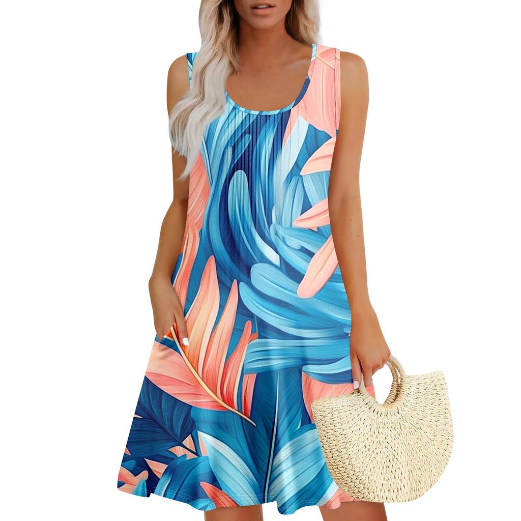 Женский повседневный сарафан с карманами, летнее пляжное платье в стиле бохо, праздничные платья для женщин, платья-майки