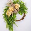 Artificial Hydrangea Wreath for Front Door 16 Inch Lifelike Floral Wreath with Burlap Bow for Door Wall Wedding Party Home Farmhouse Decoration