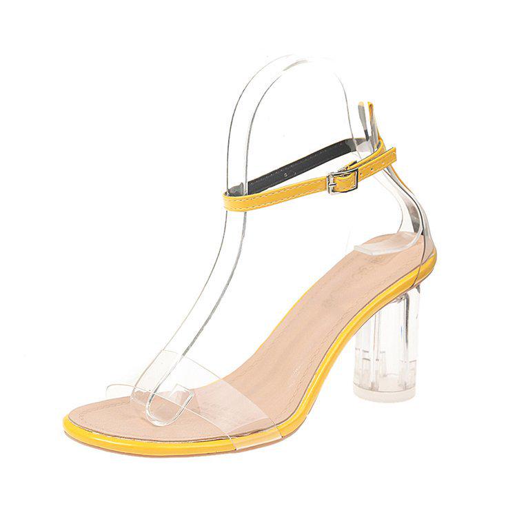 Newest Women Pumps Shoes Celebrity Wearing Simple Style PVC Clear Transparent Strappy Buckle Sandals High Heels Woman Sexy tyh6