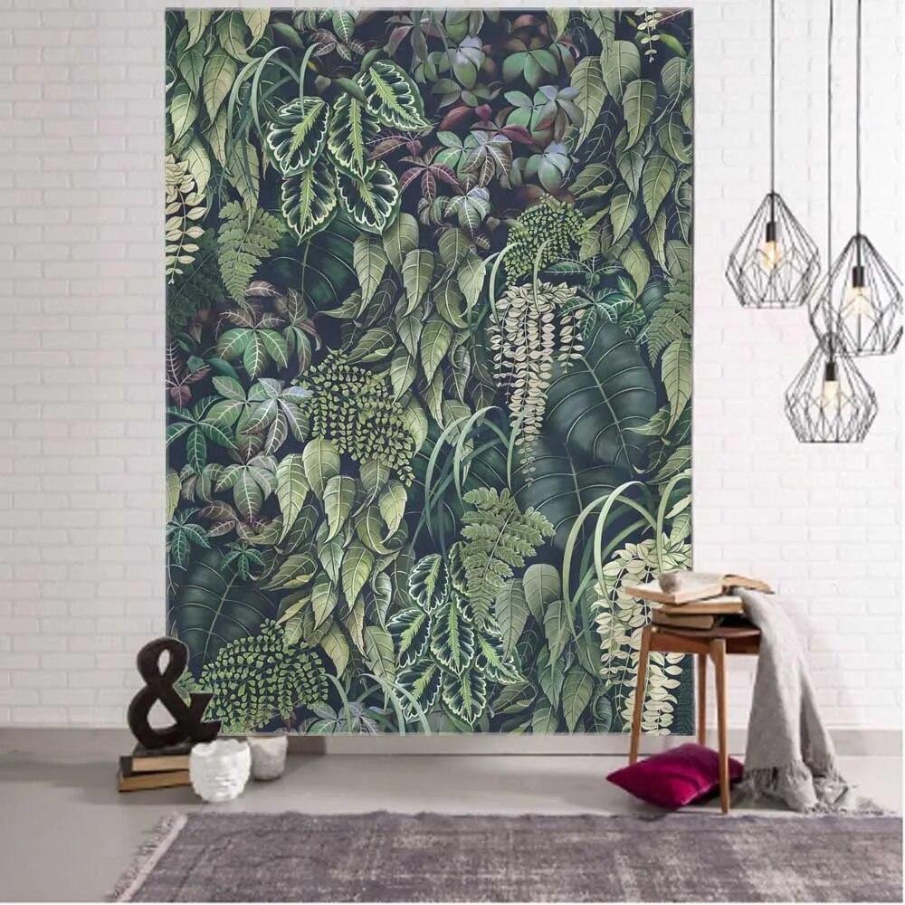 Tropical Plant Leaves Tapestry Jungle Palm Tree Wall Hanging Bohemian Psychedelic Room Decor Natural Landscape Art Home Decor