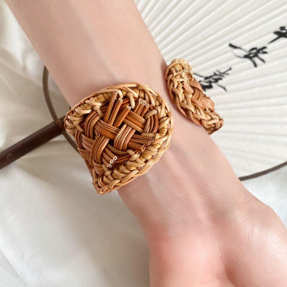 Браслет ручной работы в этническом стиле, кольцо на руку, богемный плетеный браслет, плетеный браслет из ротанга, для отпуска