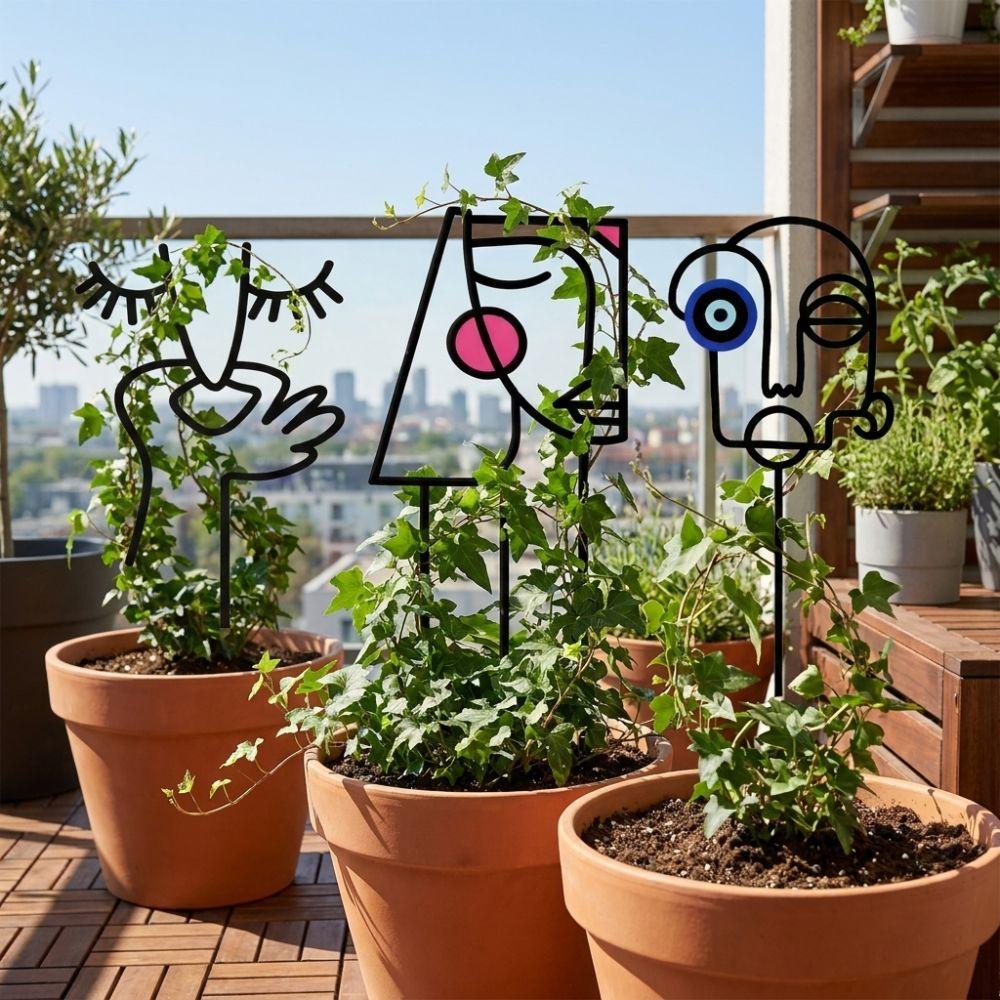 Human Face Shaped Plant Climbing Trellis Abstract Line Plant Support Frame Indoor