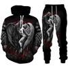 Spring Autumn Angels And Demons 3D Printed Hoodie/Tracksuit Fashion Men's Sportswear Set Cool Skull Graphic Sweatshirt+Pants Suit