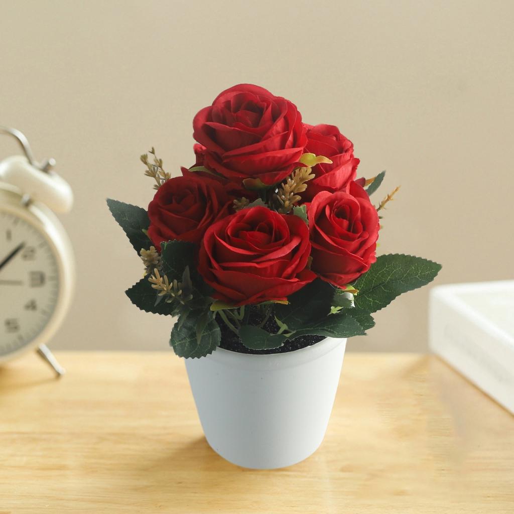 Изысканный цветок розы, освежающий, натуральный, в пластиковом горшке