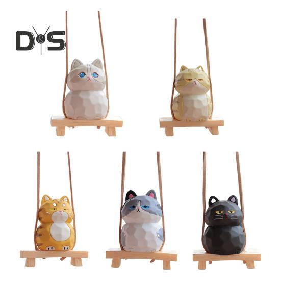 Подвесное украшение для автомобиля в виде кошки, мультяшный кот, зеркало заднего вида, воздушный шарм, милый кот, украшение для интерьера для любителей кошек