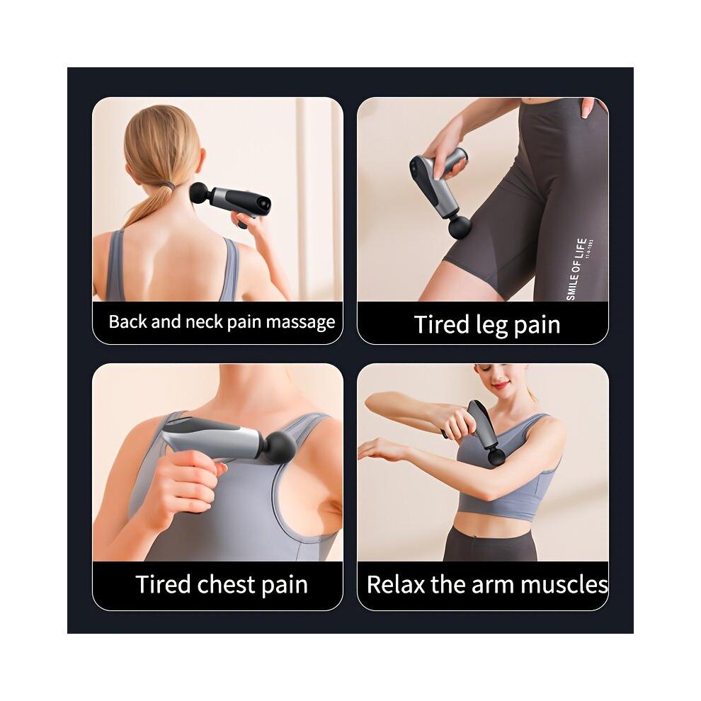 Mini Massage Gun With 4 Heads Handheld Deep Tissue Percussion Massage Gun Compact Personal Massager Portable Muscle Pain Relief In Back Leg Shoulder A