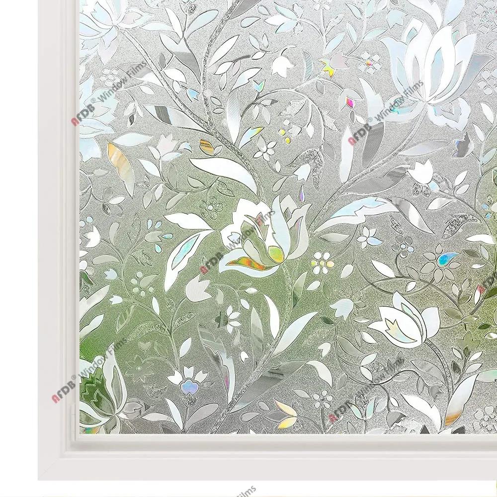 Пленка для окон Privacy, декоративная бумажная наклейка, неклейкая кружевная цветочная наклейка, домашний офис, статическая липкая стеклянная фольга, ширина 90 см