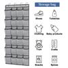 24 Pockets Wall Storage Bag Nonwoven Storage Household Wall Bag Clear View Pocket Shoes Rack Storage Bag with 4 Metal Hooks