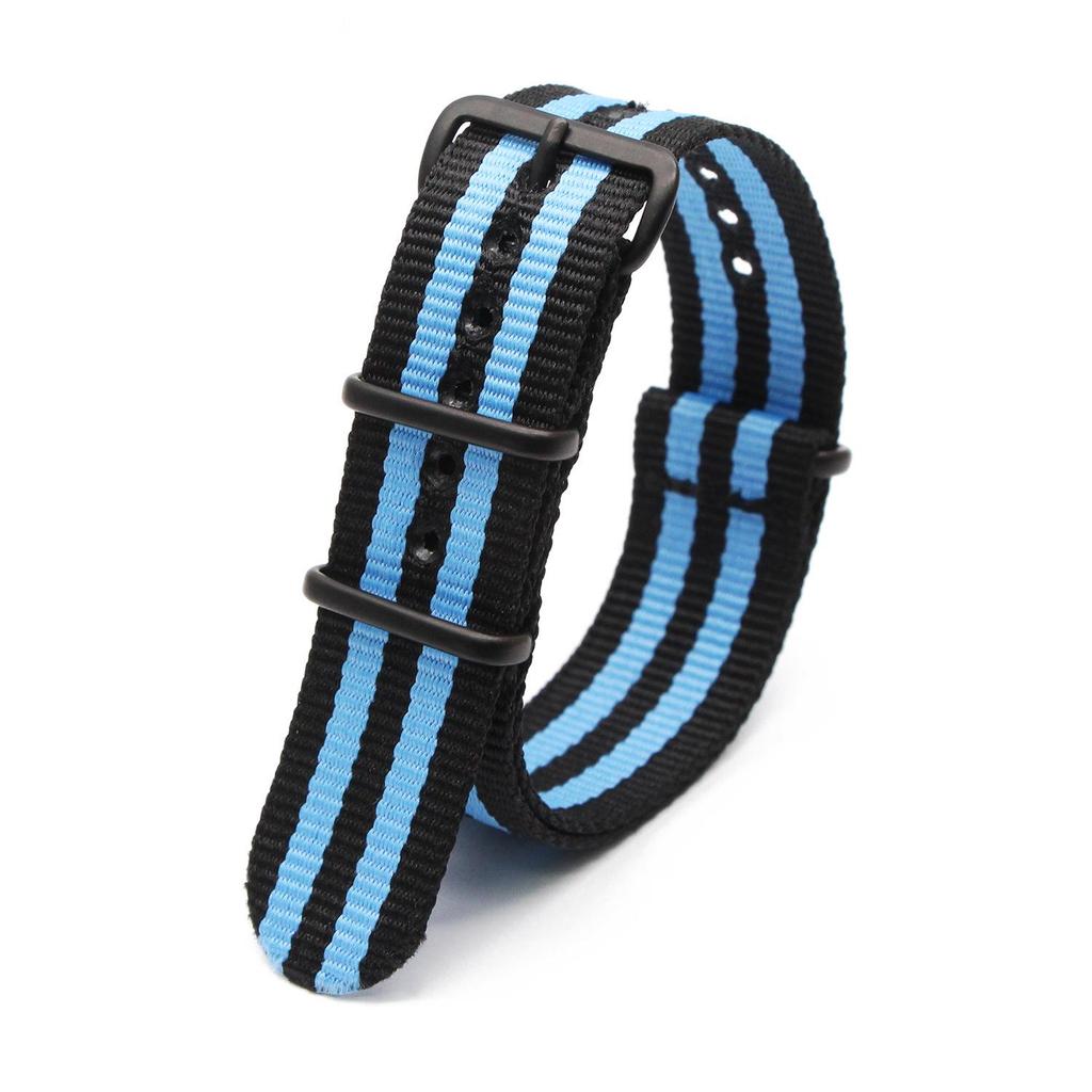 Черный нейлоновый и парусиновый ремешок для часов с вакуумно-нанесенной застежкой