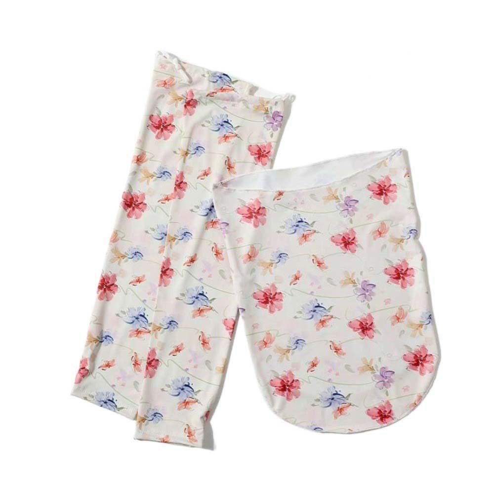 3pcs Breathable Floral Ice Silk Mask UPF50+ Elastic Sunshade Arm Cover Tube Scarf Neck Scarf Women Sunscreen Veil Outdoor