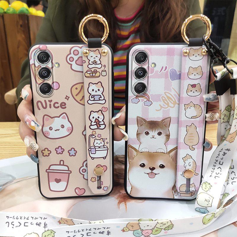 Wrist Strap Fashion Design Phone Case For Samsung Galaxy M34 5G/SM-M346B Soft Case Phone Holder Back Cover Protective