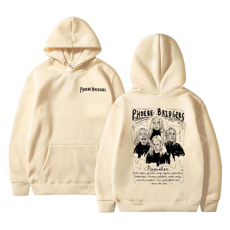 Худи с принтом Punisher певицы Фиби Бриджерс Мужская Женская Мода Популярная Толстовка Унисекс Повседневный Хлопковый Свитшот с Капюшоном