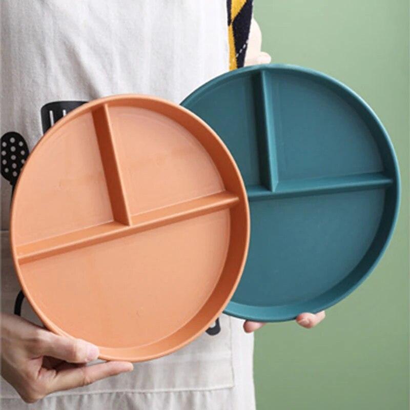 Eco-Friendly Wheat Straw Divided Plate Fruit Salad Food Tray Dinner Plate Compartment Plate Kitchen Dinnerware Plates
