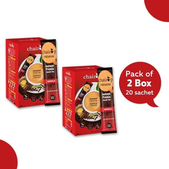 Chaizup Premium 1 Min Instant Masala Tea Premix - 20 пакетиков | Ароматы масалы | 20 порций | 280 г (Упаковка из 2 шт.)