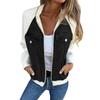 Fall Winter Women Jacket Color Matching Zip-up Pockets Cardigan Long Sleeves Patchwork Raglan Shoulder Turn-down Collar Casual Daily Wear Coat