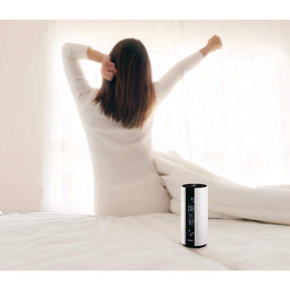 Часы-будильник Seiko, водонепроницаемые цифровые, белые, высота x ширина x глубина 6 см, SS201W, многозвуковые, 15,1 6,6