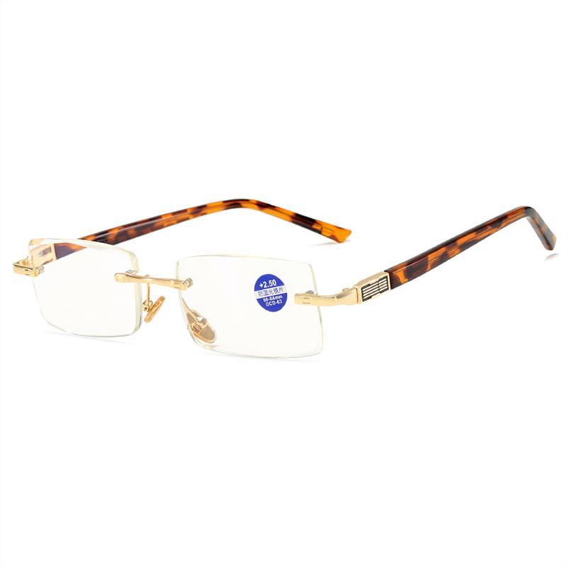 High Quality Anti Blue Light Reading Glasses Luxury Crystal Len Frameless Presbyopic Eyeglasses Unisex Optical Far Sight Eyewear