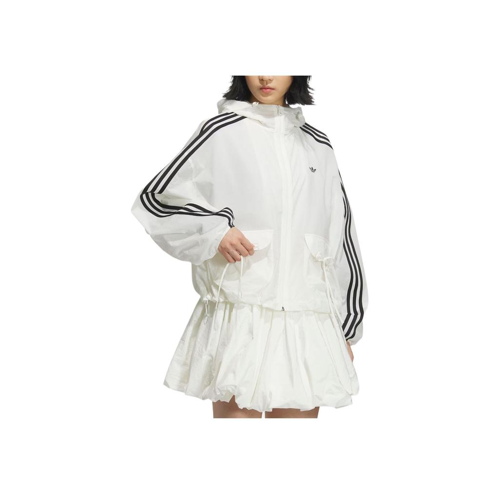 Adidas Оригинальный ветрозащитный плащ Удобный Модный Эстетичный Простая куртка Женская куртка Хан-Нефритово-Белый KB8964