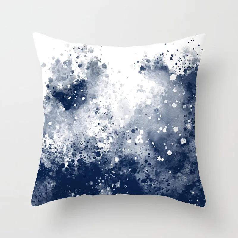 Office Living Room Home Pillowcase Geometric Black and Blue Pattern Printed Pillowcase Car Ornaments