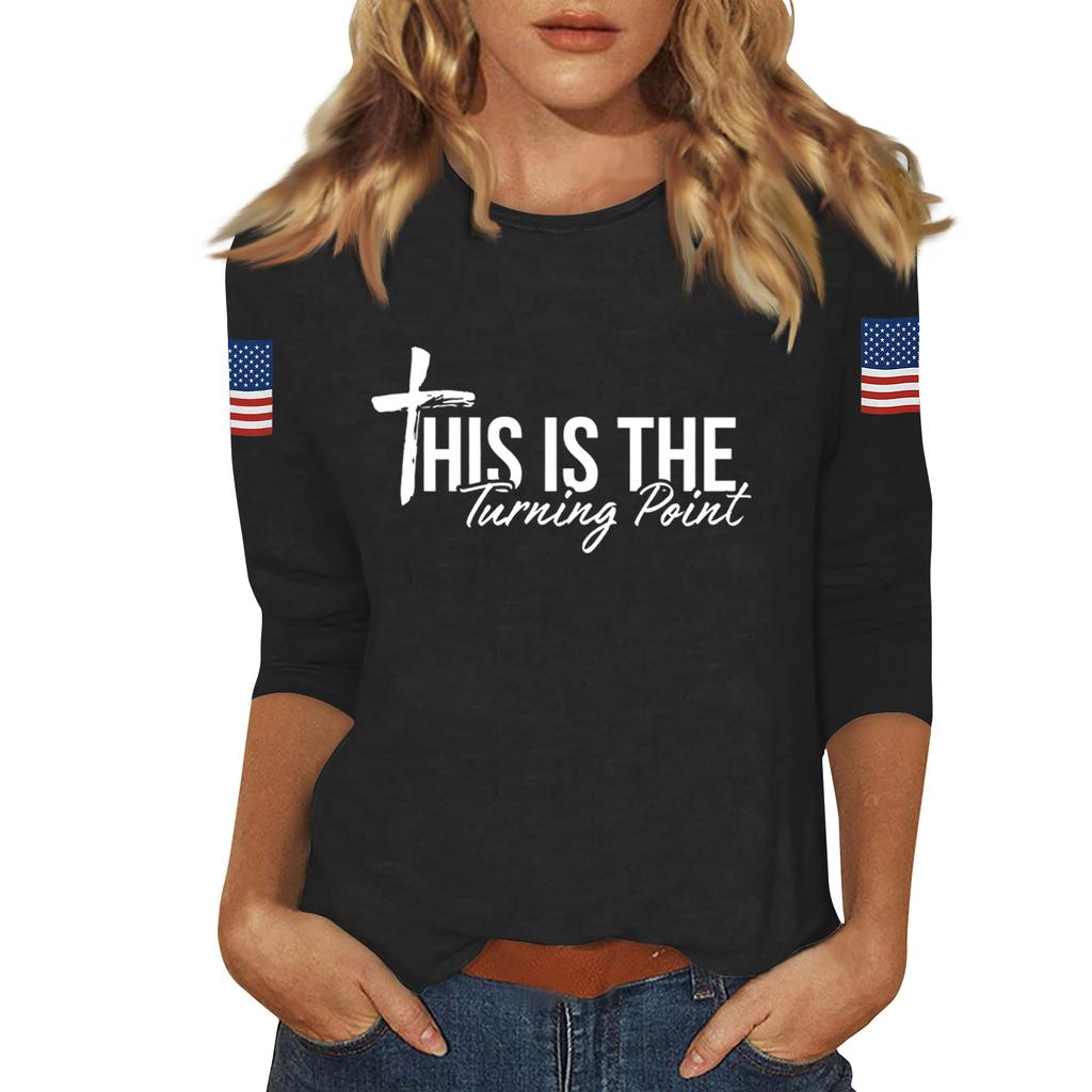 Women's Casual Fashionable Sexy Comfortable Neck Three-Quarter Sleeve Top