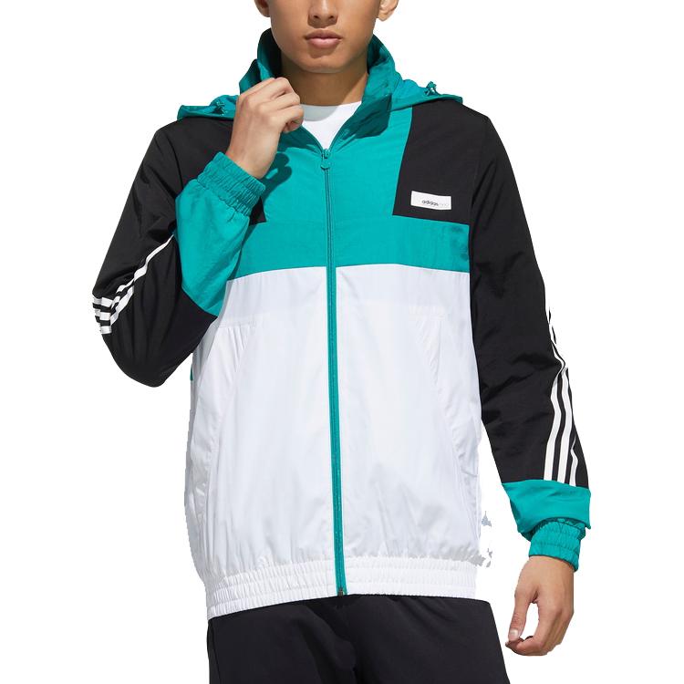 Adidas Neo Jackets Men's White Green Multicolor Hooded Moderate Workwear GE5499