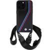 BMW Чехол M Edition Carbon Tricolor Lines & Strap для iPhone 15 Pro - черный