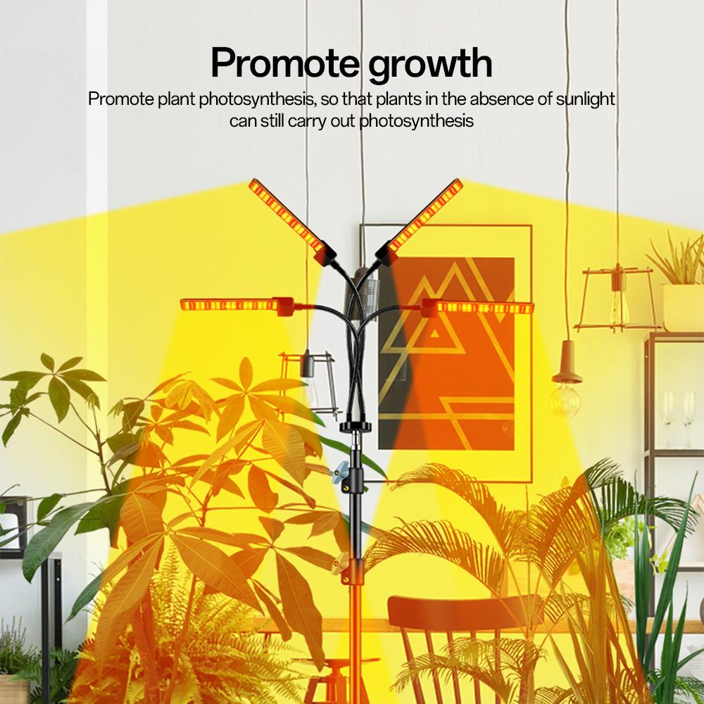 3 Heads LED Grow Lights for Indoor Plants Full Spectrum 3 Light Modes 5 Brightness 3 Timing with