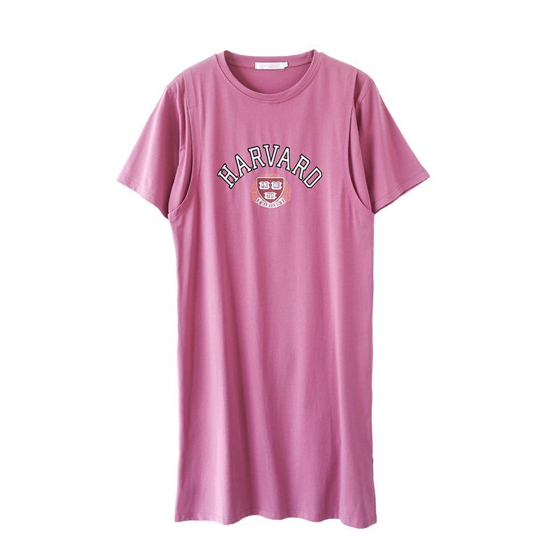 Платье для кормления грудью из чистого хлопка с коротким рукавом - Ночная сорочка средней длины для беременных/послеродовая для стильной мамы