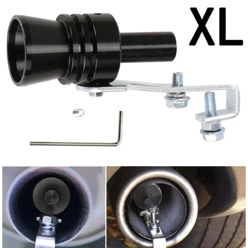 Adjustable Turbo Sound Simulator for Vehicle Exhaust XL Black Muffler Whistle with Deep Roar