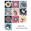 10pcs/set Mandala Style Crystal Hard Tiles Ceramics Wall Sticker Kitchen Wardrobe Home Decor Art Mural Peel & Stick Wall Decals